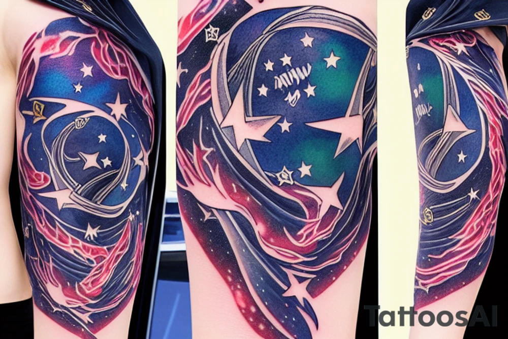 Schadow cloak with star light night sky whithin tattoo idea