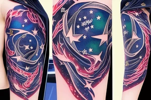 Schadow cloak with star light night sky whithin tattoo idea