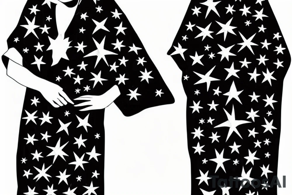 Schadow cloak with star light night sky whithin tattoo idea