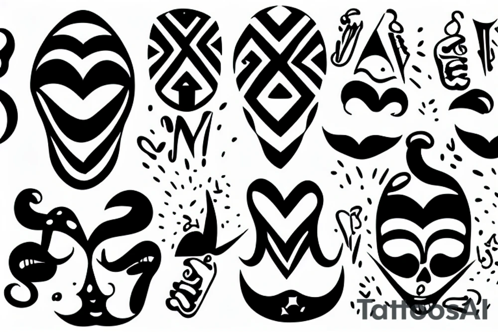 Two Heads in lines kissing tattoo idea