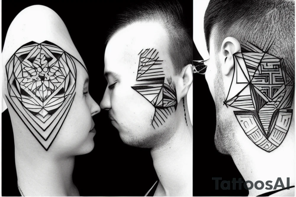 Female and male Head kissing tattoo idea