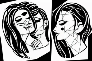 Female and male Head kissing tattoo idea
