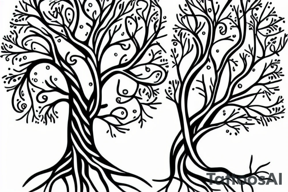 tree with dna roots tattoo idea