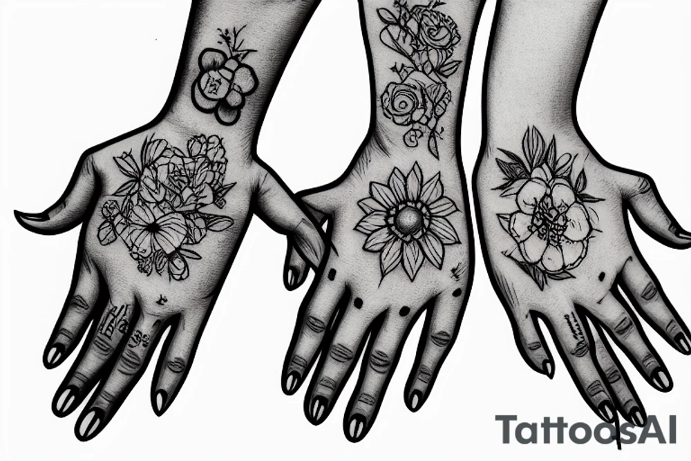 hand poke on hands tattoo idea