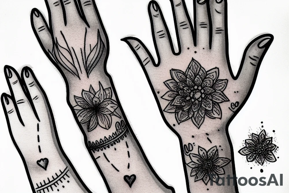 hand poke on hands tattoo idea