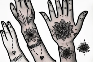 hand poke on hands tattoo idea