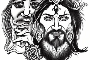 Shiva and Jesus embodied into a single face tattoo idea