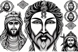 Shiva and Jesus embodied into a single face tattoo idea