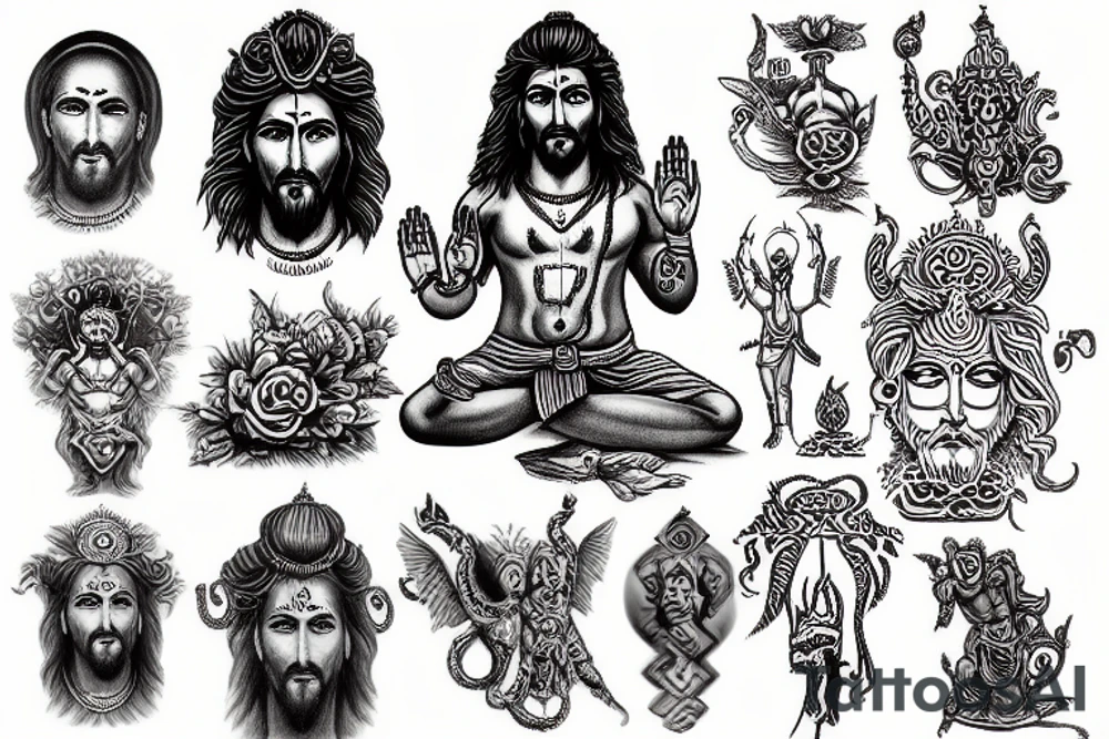 Shiva thandav and Jesus tattoo idea