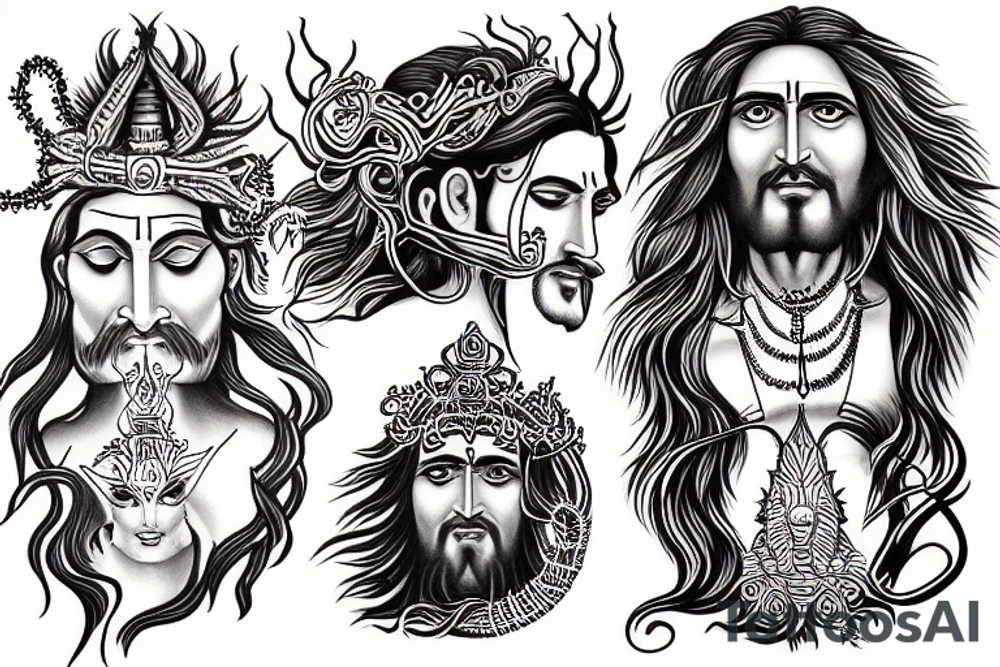 Shiva thandav and Jesus tattoo idea