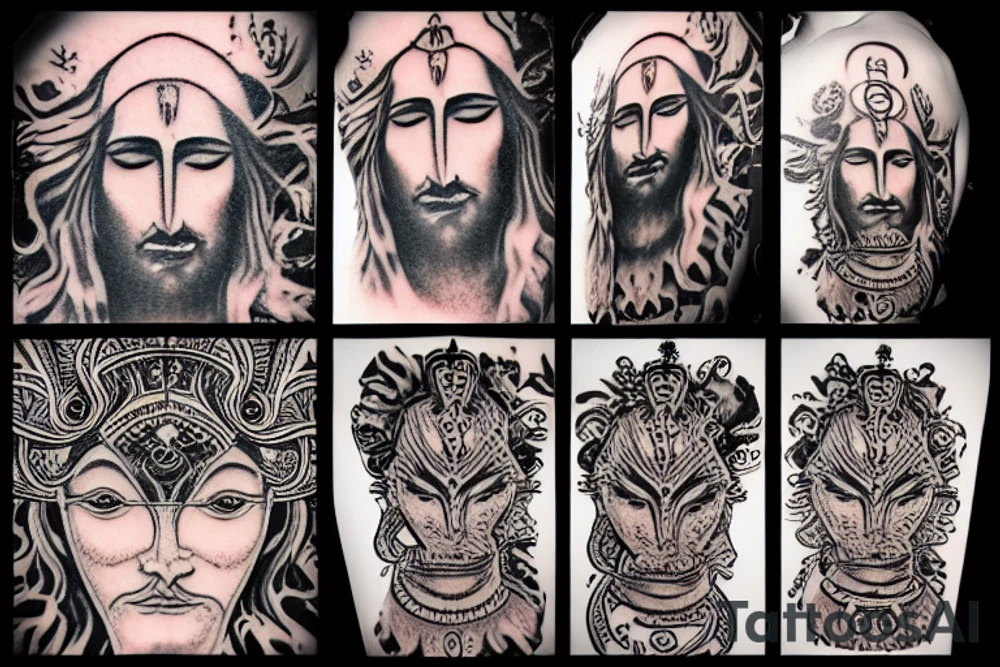 Shiva thandav and Jesus tattoo idea