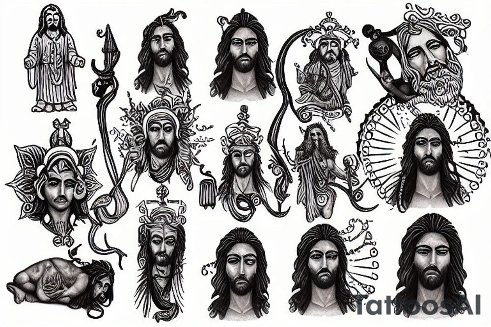 Shiva and Jesus tattoo idea