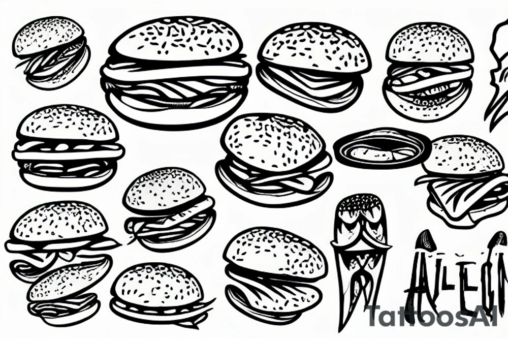Alien eating burger tattoo idea