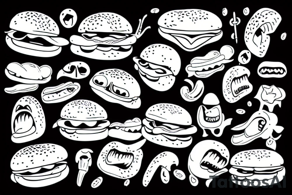 Alien eating burger tattoo idea
