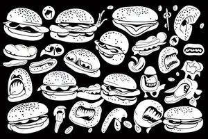 Alien eating burger tattoo idea