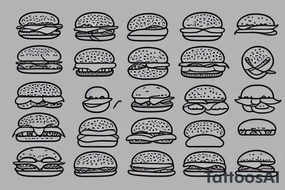 Alien is eating burger tattoo idea