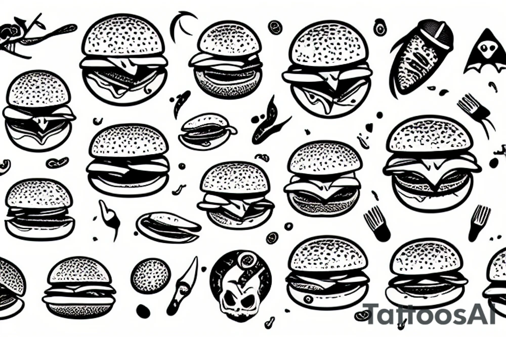 Alien eat burger tattoo idea
