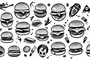 Alien eat burger tattoo idea