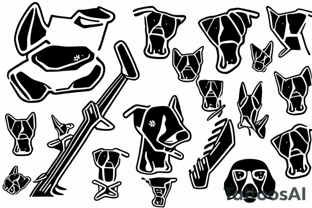Cyber dog with bass guitar tattoo idea