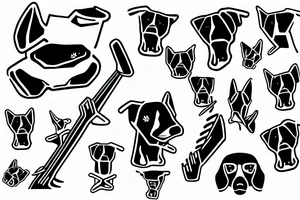 Cyber dog with bass guitar tattoo idea