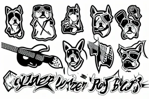 Cyber dog with bass guitar tattoo idea