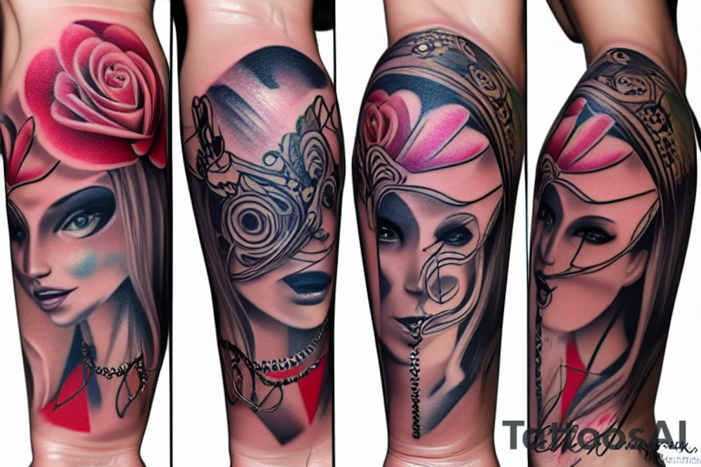 Beautiful Girl in a dress tattoo idea