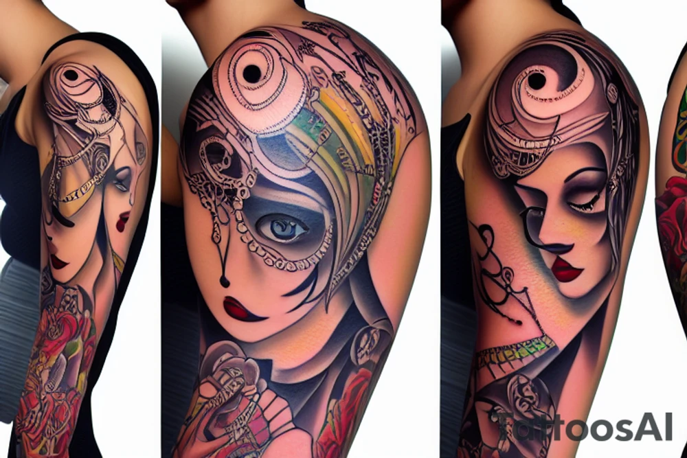 Beautiful Girl in a dress tattoo idea