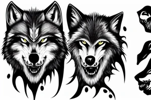 Bloody Wolf Face tattoo idea