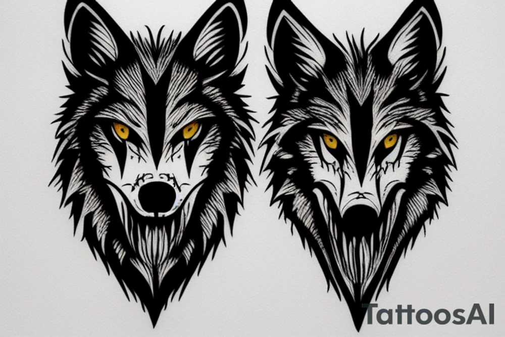 Bloody Wolf Face tattoo idea