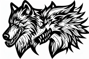 Angry wolf eating prey tattoo idea