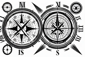 Compass clock melting tattoo idea