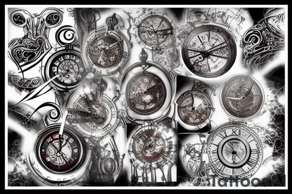 clock melting tattoo idea