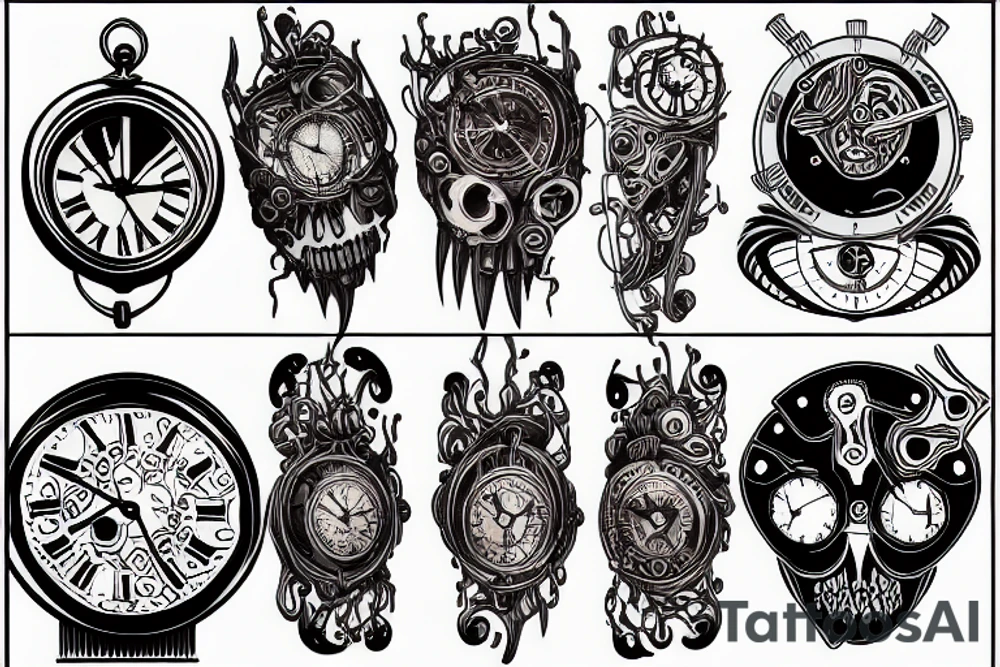 clock melting tattoo idea