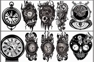 clock melting tattoo idea
