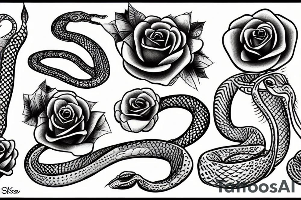 snake and rose tattoo idea
