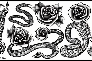 snake and rose tattoo idea