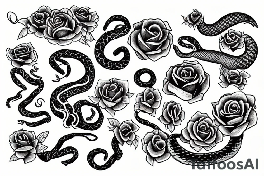 snake and rose tattoo idea