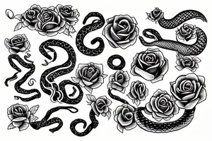 snake and rose tattoo idea