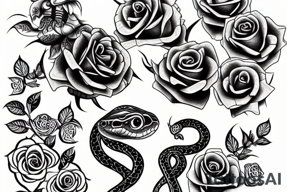 snake and rose tattoo idea