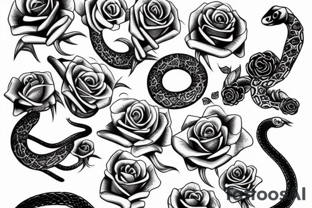 snake and rose tattoo idea