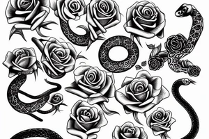 snake and rose tattoo idea