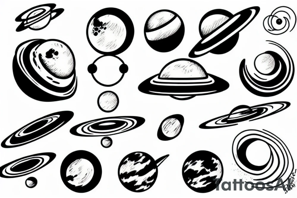 Saturn, rings of Saturn, cosmos, minimalism tattoo idea