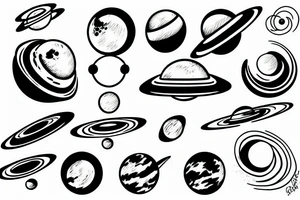 Saturn, rings of Saturn, cosmos, minimalism tattoo idea
