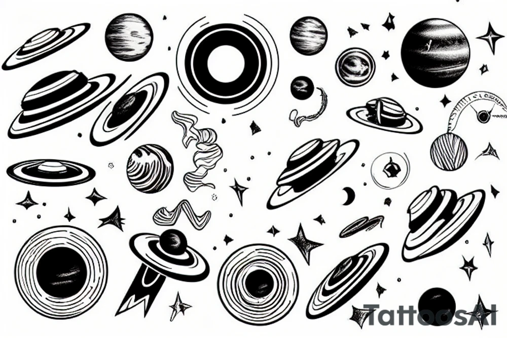 Saturn, rings of Saturn, cosmos, minimalism tattoo idea