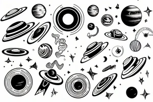 Saturn, rings of Saturn, cosmos, minimalism tattoo idea