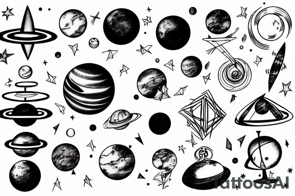 Saturn, cosmos, minimalism tattoo idea