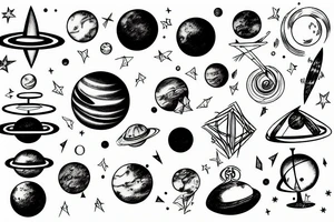 Saturn, cosmos, minimalism tattoo idea