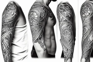 Sketch sleeve black and white neotrad tattoo idea