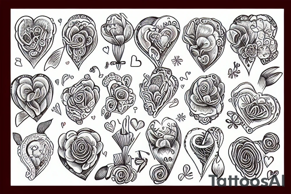 Heart ocean flowers tattoo idea