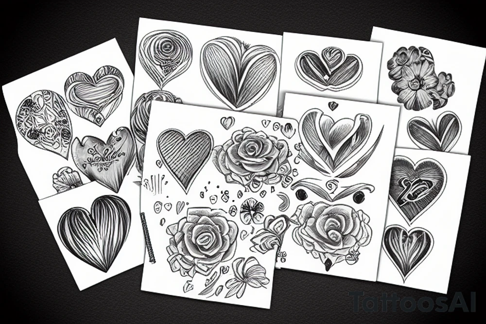 Heart ocean flowers tattoo idea